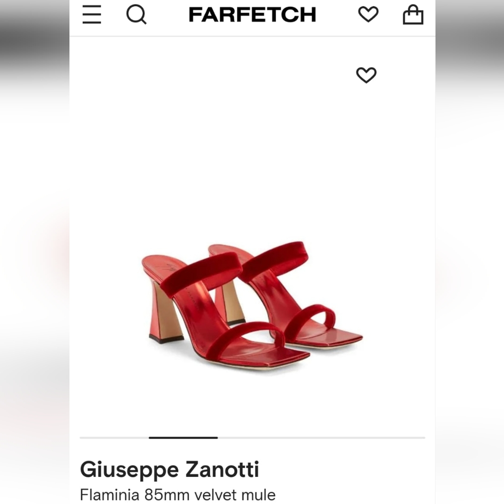BRAND NEW IN BOX AUTHENTIC GIUSEPPE ZANOTTI RED VELVET FLAMINIA  HEEL MULE $650